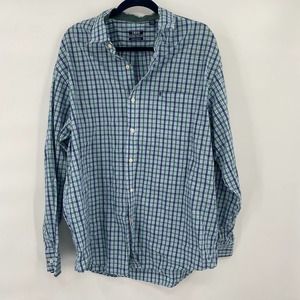 Izod Premium Essentials 100% Cotton Plaid Button Front Shirt Size Extra Large